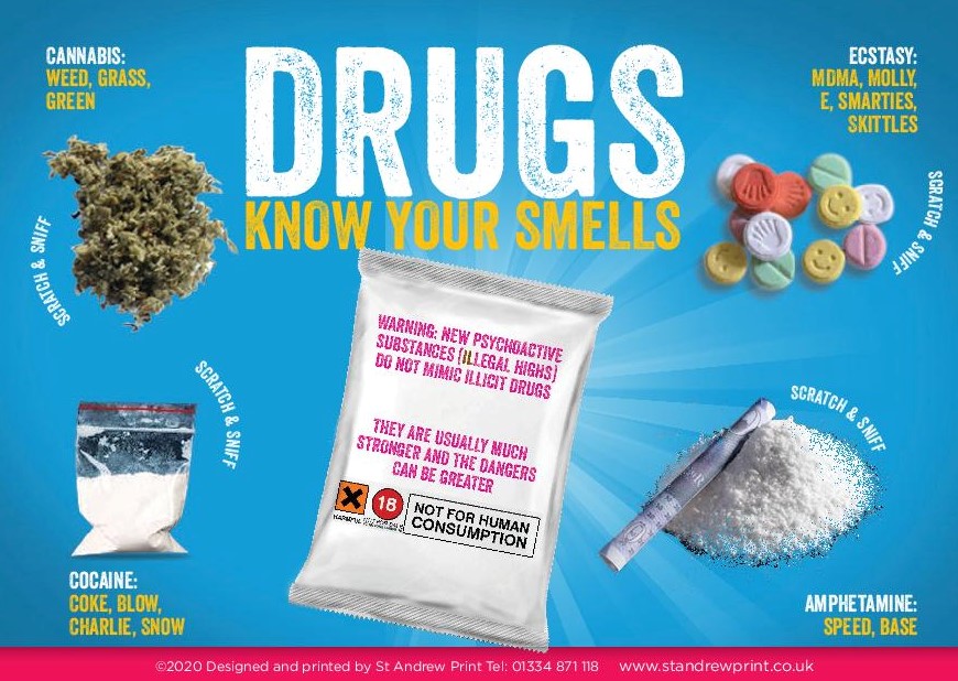 Drugs scratch and sniff card